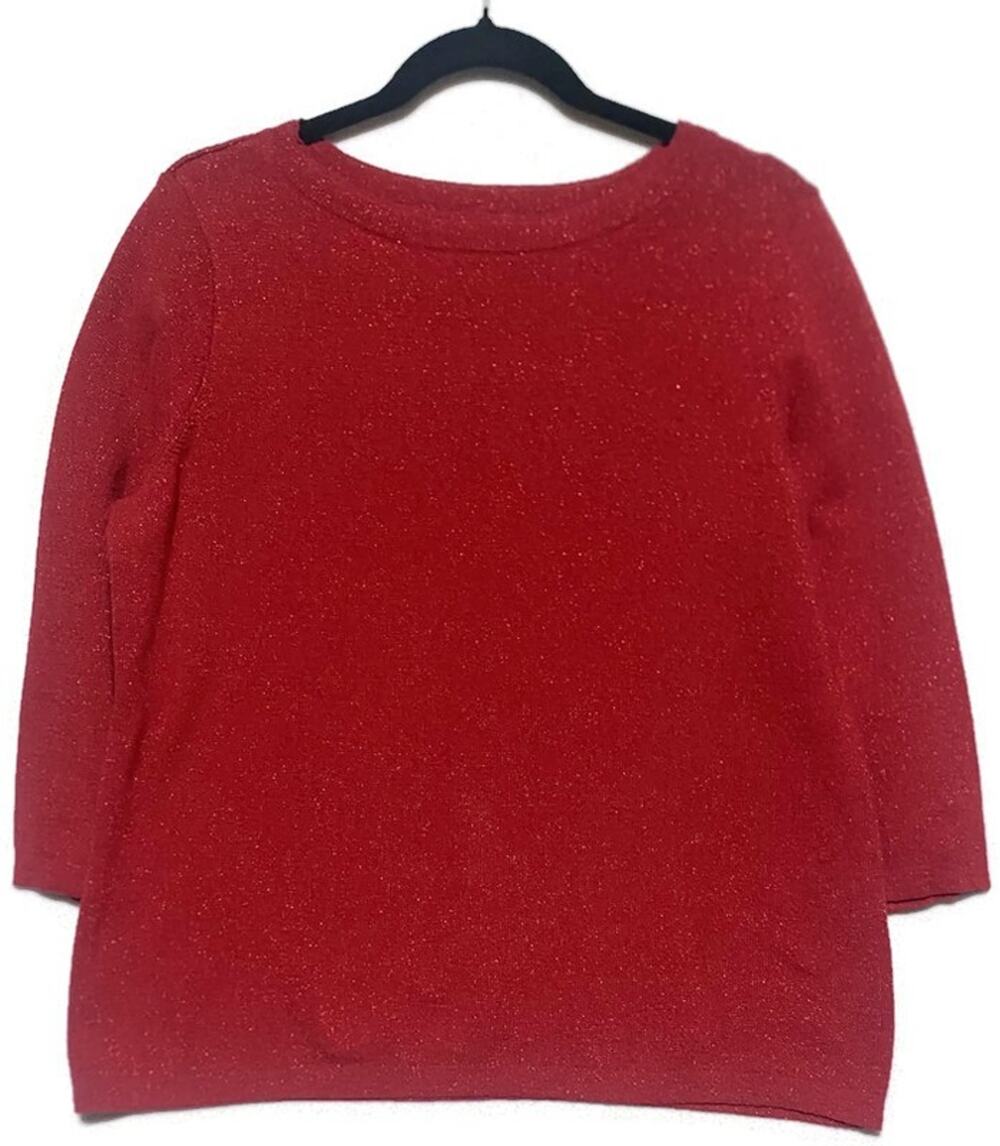Liz Claiborne Career Pullover Top Red Size Large Cotton Blend Crew Neck